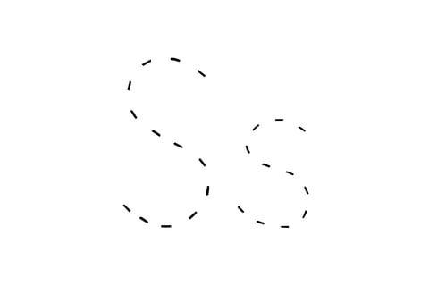 Dashed outline of uppercase S and lowercase s in the center on a white background.