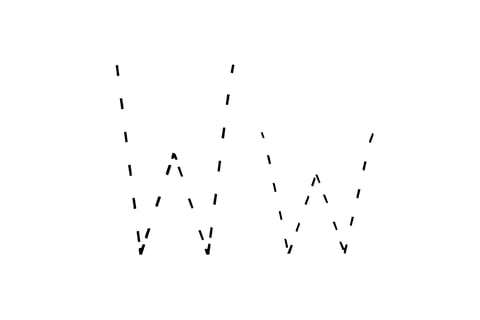 Dashed outline of uppercase W and lowercase w in the center on a white background.
