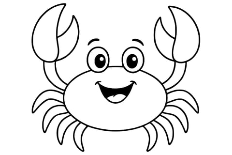 Crab with large claws, round eyes on stalks, and eight curved legs.