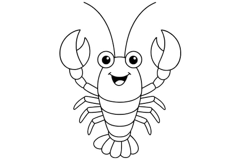 Crawfish with large claws, curved antennae, segmented body, and multiple legs.