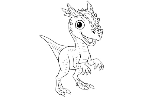 Dracorex Dinosaur with horns, bumpy head, small arms, and a long tail.