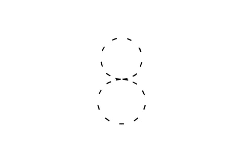 Large dotted outline of the number 8 in the center on a white background.