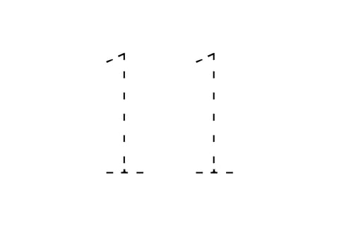 Large dotted outline of the number 11 in the center on a white background.