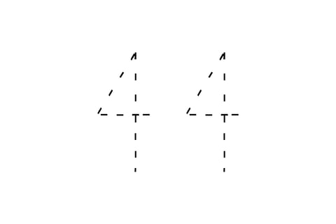 Large dotted outline of the number 44 in the center on a white background.