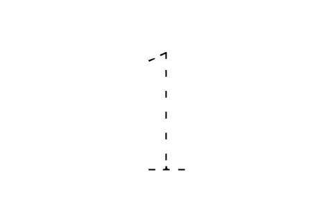 Large dotted outline of the number 1 in the center on a white background.