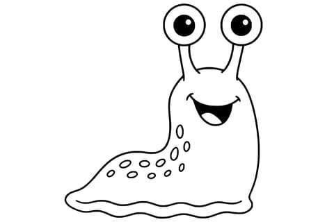 Slug with two large eye stalks, spotted body, and wavy base.